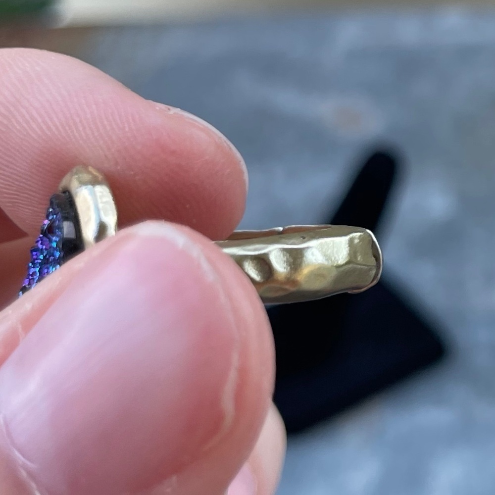 Blue Druzy expandable gold plated Ring - Picture 6 of 6